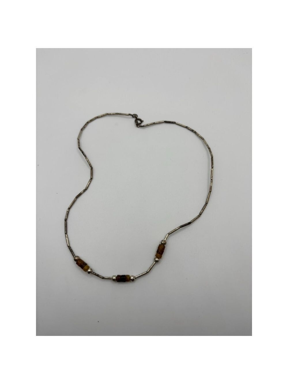 Vintage Liquid Silver Heishi Necklace with red corak beads - Picture 4 of 4